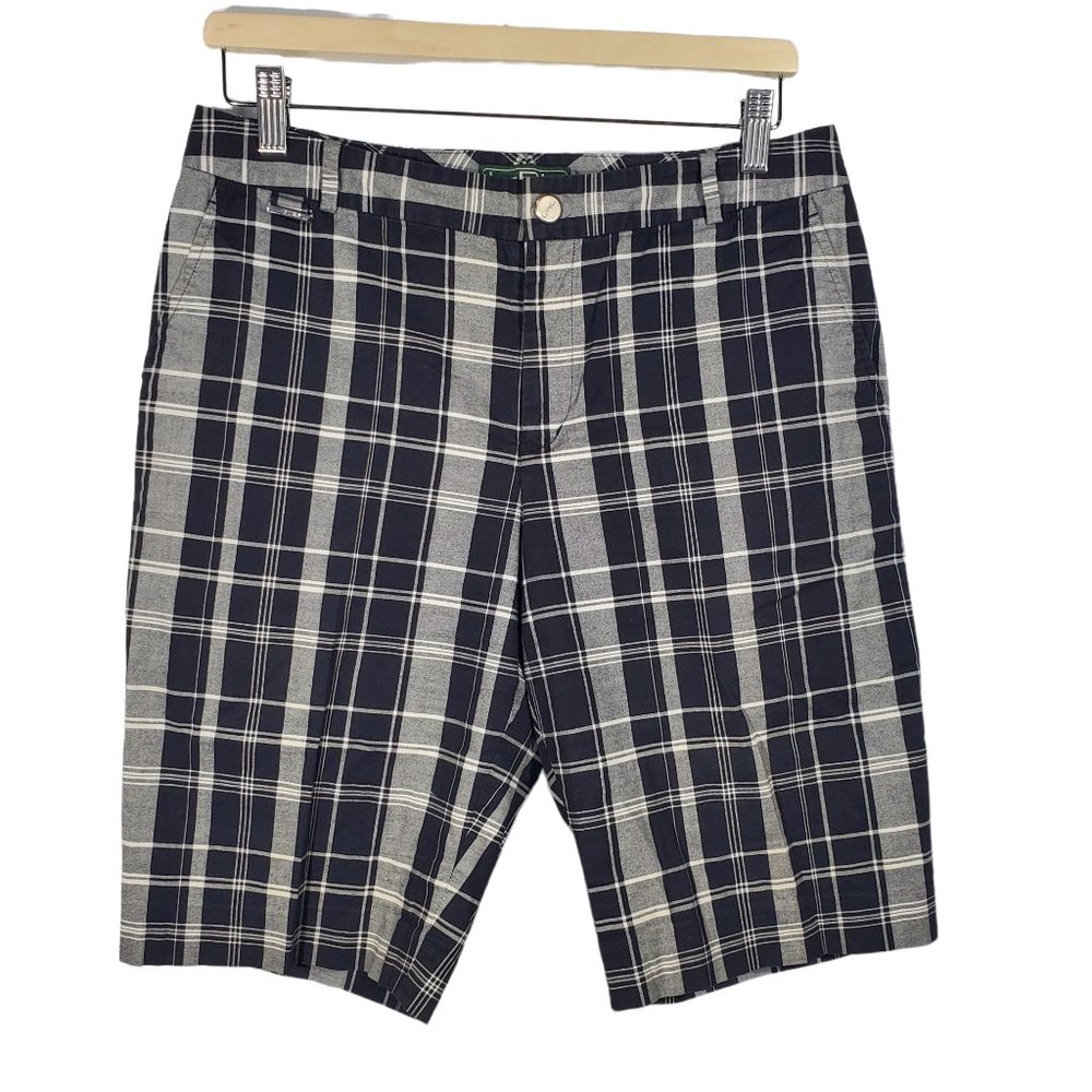 LRL Lauren Active Bermuda Shorts Plaid Golf Academia Grunge Punk Flat-Front